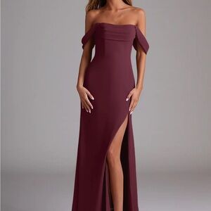 AZAZIE SAIGE Cabernet A-Line Off the Shoulder Chiffon Convertible Dress
